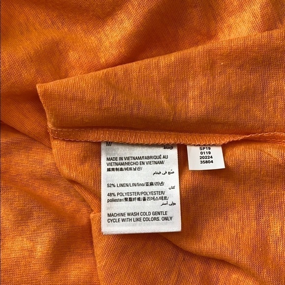 NWT linen blend v neck set shirt in citrus blast Large Alfani - Picture 5 of 5